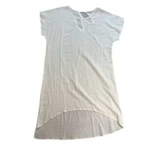Soft Surroundings Tunic Top Size Large Women's Ivory Off White Cotton Gauze